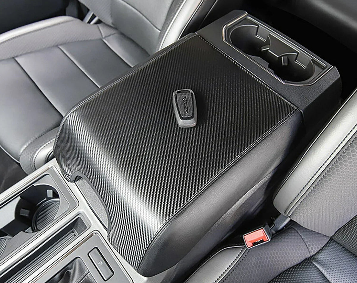 Teledu Leather Center Console Armrest wrap Pad Protector F150 Carbon