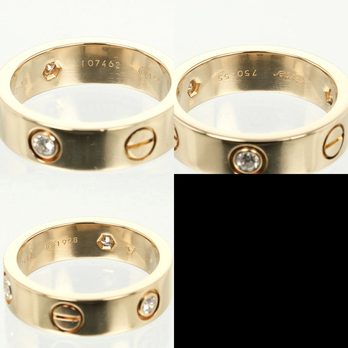8.67g, I132124019 (Good). Pre-Owned Cartier Love size 15 ring, K18 yellow gold, 3P, half diamond, approx
