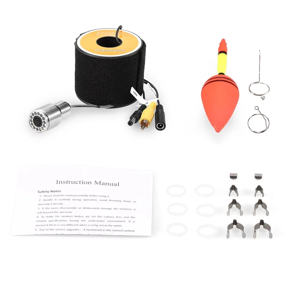 Anself 1200TVL Underwater Fishing 12 LEDs Waterproof Fish Shape ship Ice Fishing Accessories with 15m30m50m Cable