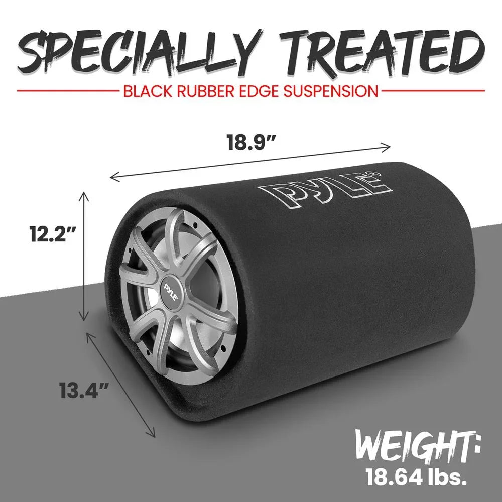 Pyle10-Inch Carpeted Subwoofer Tube Speaker 500-Watt High Power Car Audio Sub Bass Enclosure System