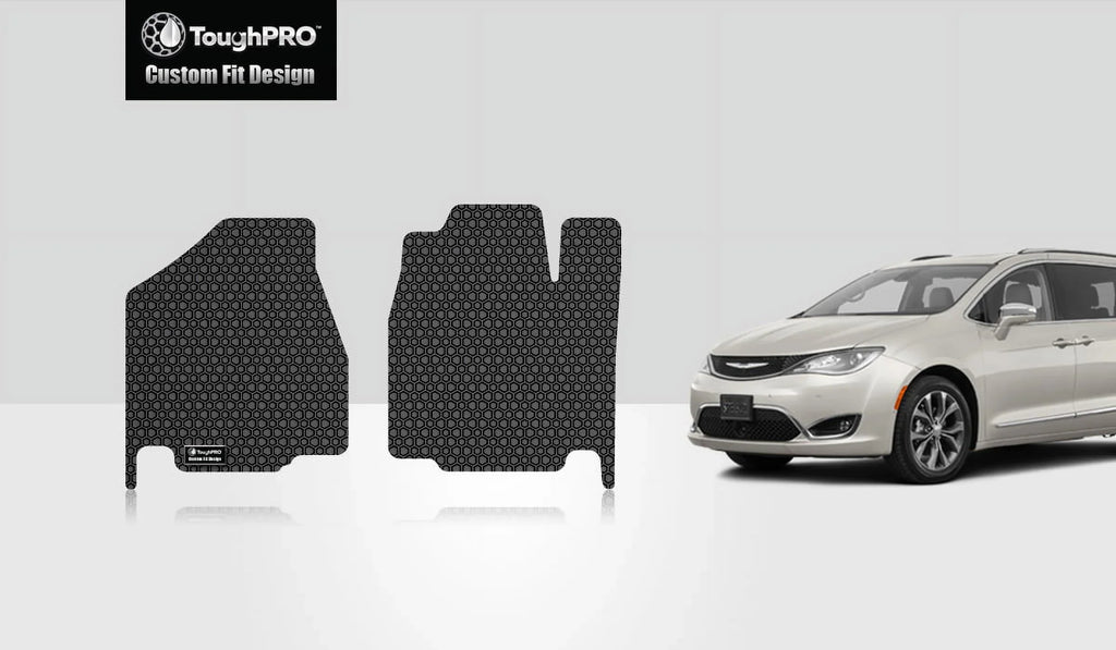 ToughPRO - Two Front Mats suitable with CHRYSLER Pacifica - All climate Heavy Duty (Made in USA) - Black Rubber - 2017