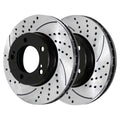 AutoShack Front Drilled Slotted Brake Rotors Black Pair of 2 Driver and Passenger Side Replacement for 2007-2021  Tundra 2008-2022 Sequoia 2016-2021 Land Cruiser 2016-2021 Lexus LX570 PR41484LR