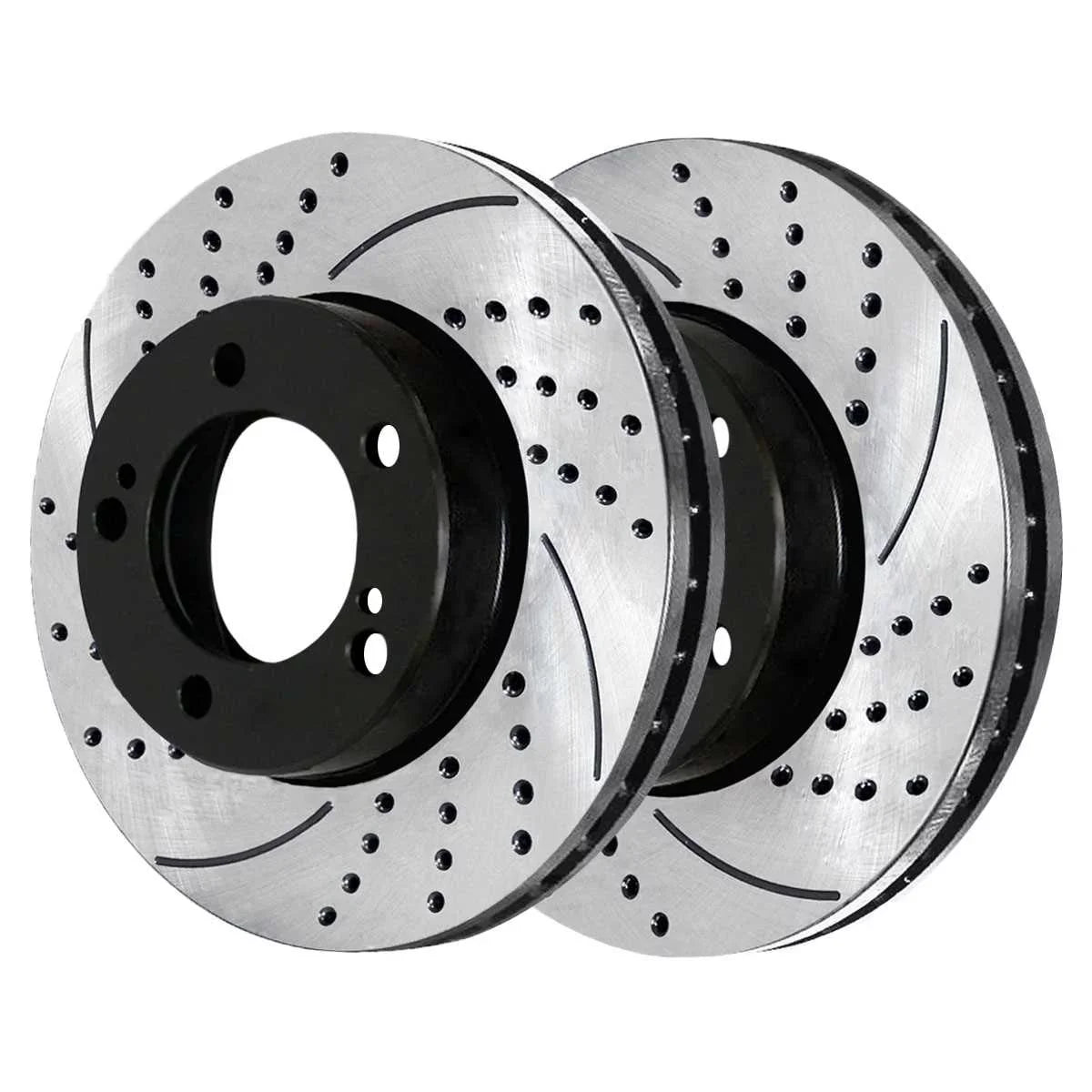 AutoShack Front Drilled Slotted Brake Rotors Black Pair of 2 Driver and Passenger Side Replacement for 2007-2021  Tundra 2008-2022 Sequoia 2016-2021 Land Cruiser 2016-2021 Lexus LX570 PR41484LR
