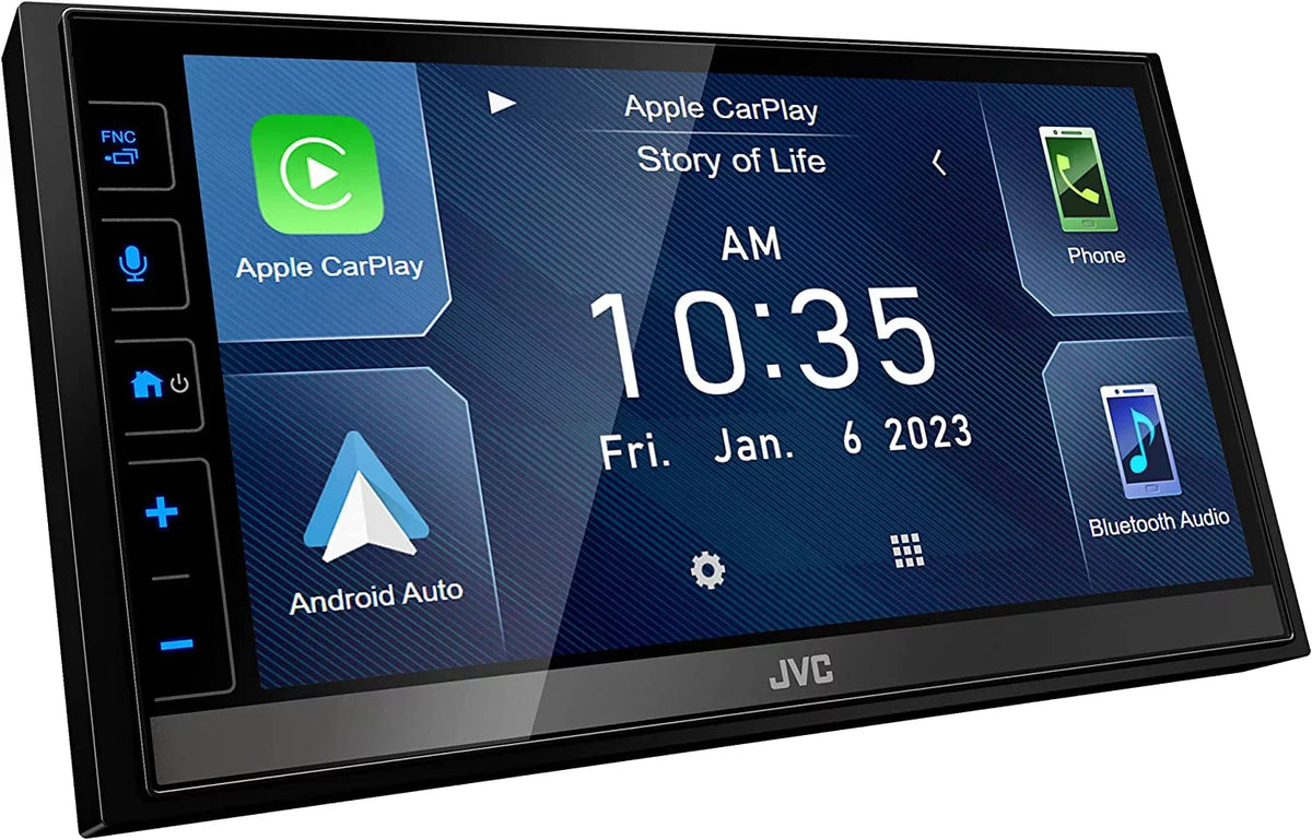 Digital Media Receiver with 6.8" Capacitive Touchscreen,  CarPlay, Android Auto, AM/FM Radio, Maestro Ready, No CD Player. JVC KW-M780BT 2-DIN Car Stereo w/ Backup Camera & SiriusXM Tuner Bundle