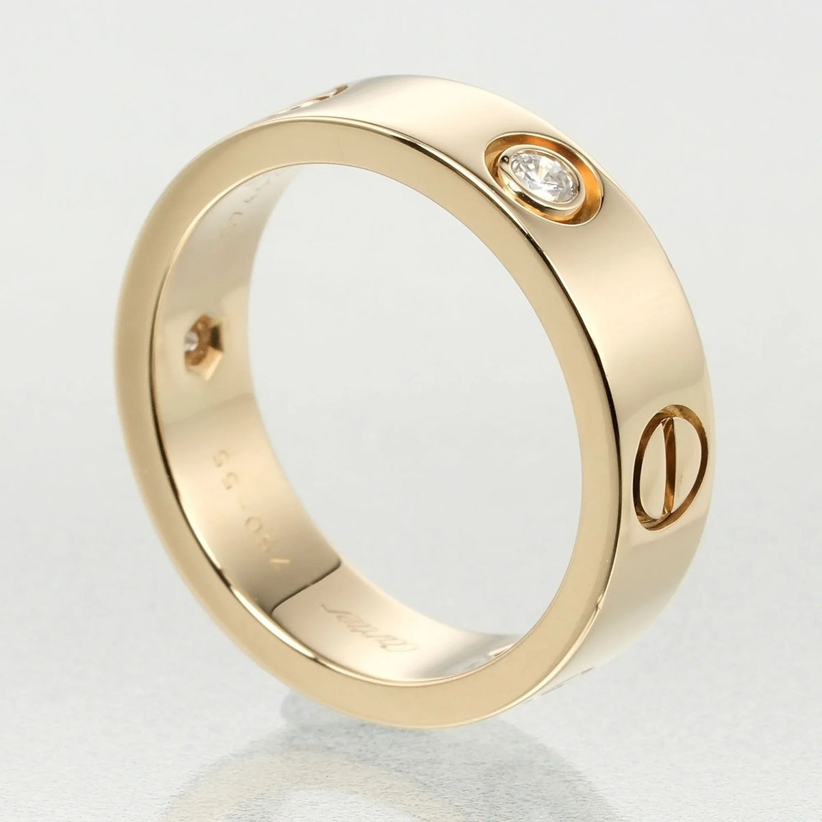 8.67g, I132124019 (Good). Pre-Owned Cartier Love size 15 ring, K18 yellow gold, 3P, half diamond, approx