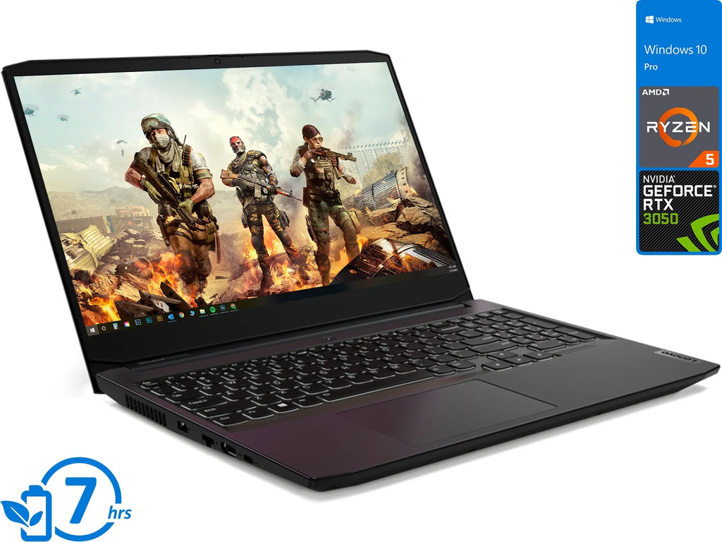 IdeaPad 3 Gaming Laptop, 15.6" 120Hz FHD Display, AMD Ryzen 5 5600H Upto 4.2GHz, 32GB RAM, 2TB NVMe SSD, NVIDIA GeForce RTX 3050, HDMI, Wi-Fi, Bluetooth, Windows 10 Pro