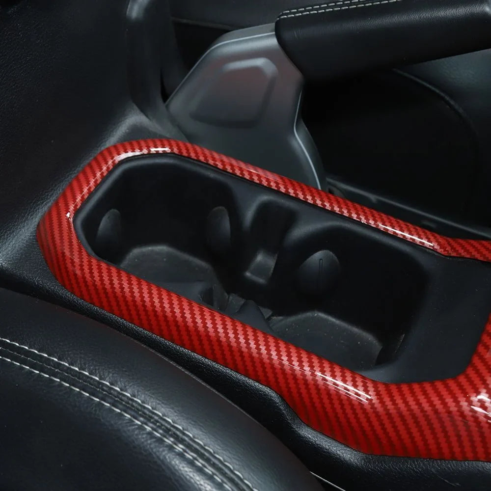 Teledu Red Carbon Gear Shift Panel Cup Holder wrap Trim For Jeep Wrangler Parts
