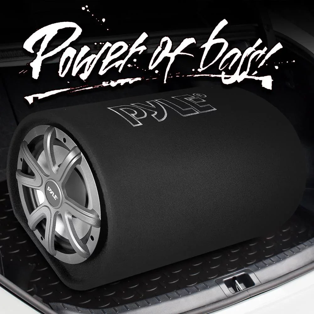 Pyle10-Inch Carpeted Subwoofer Tube Speaker 500-Watt High Power Car Audio Sub Bass Enclosure System