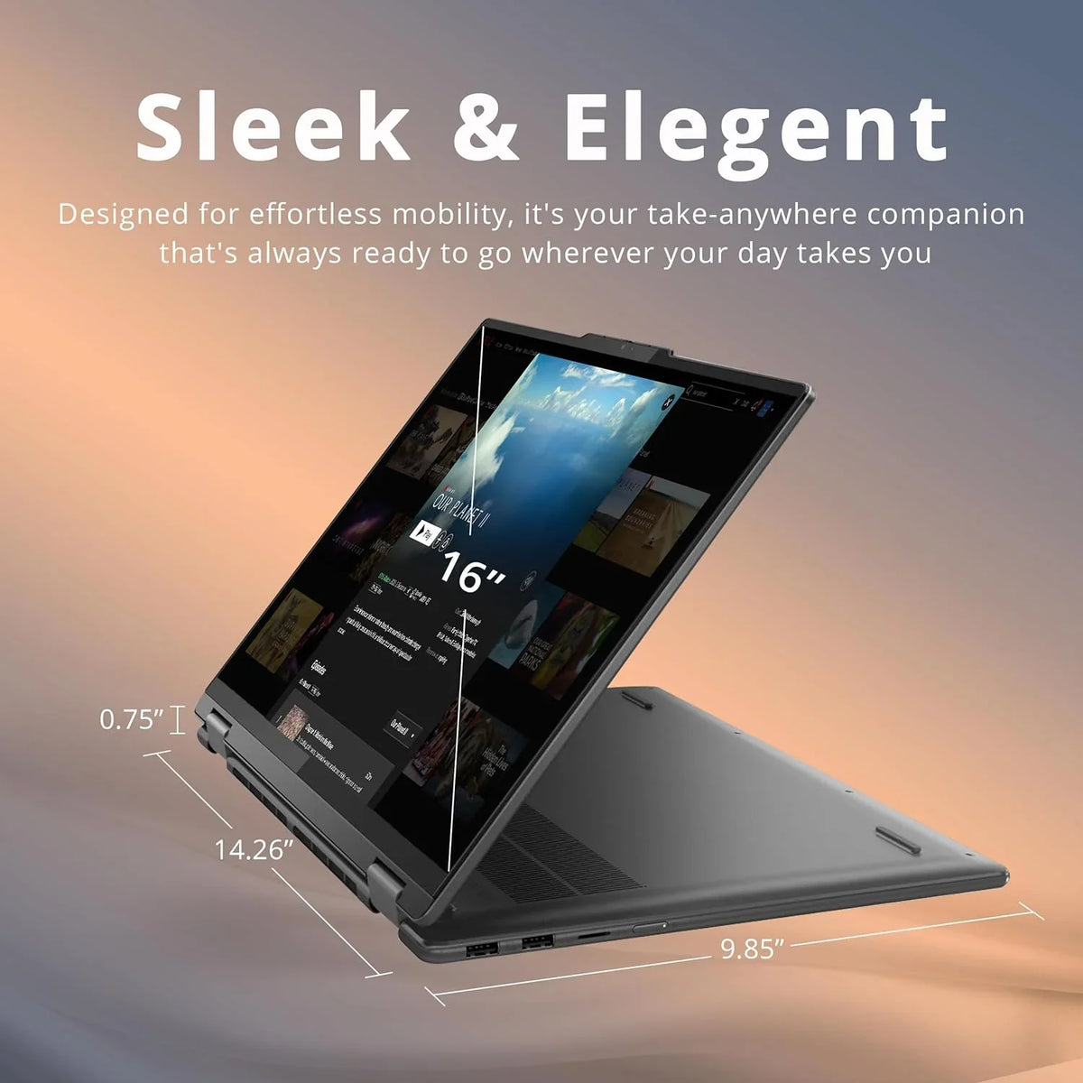 Yoga 7i Touchscreen Laptop, 2-in-1 360° 16" WUXGA Laptop,  Core-i5 1335U, 8GB RAM, 512GB PCIe SSD, Backlit Keyboard, Fingerprint Reader, Win 11, Gray, with 32GB Snowbell USB Card