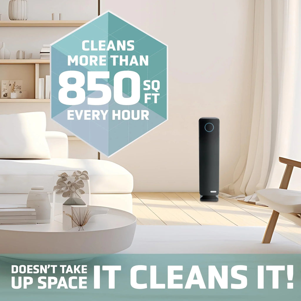 GermGuardian Air Purifier for Home, Large Rooms, H13 HEPA Filter, Removes Dust, Allergens, Smoke, Pollen, Odors, Mold, UV-C Light Helps Reduce Germs, 28 Inch, Black, AC5350B