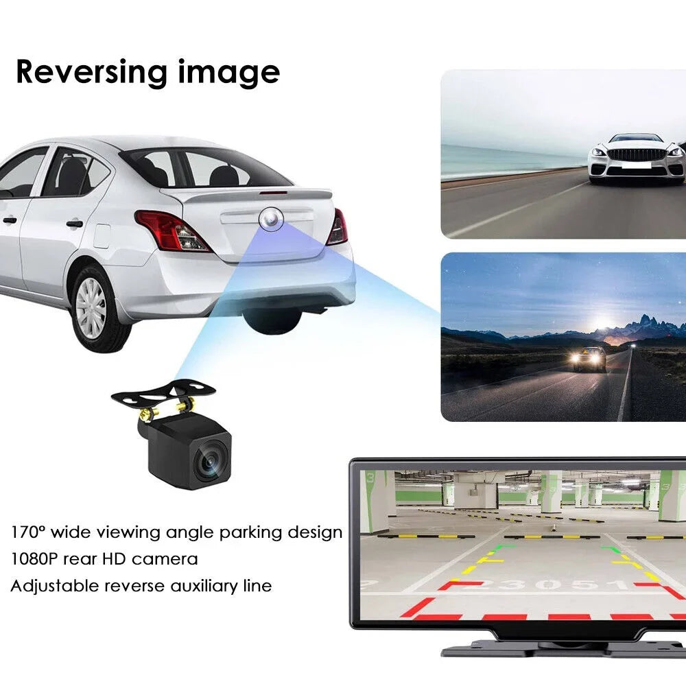 JLLOM 10.26inch 1080P Touch Screen 2K Dash Cam Car Wireless CarPlay Android Auto USA