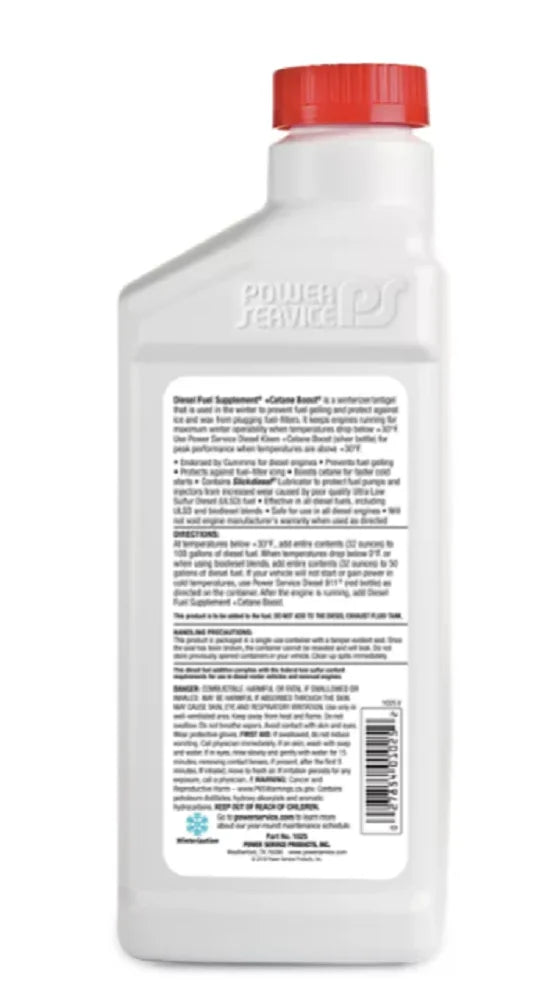 G5573246. POWER SERVICE PRODUCTS 1025 Diesel Fuel Supplement,Amber,32 oz