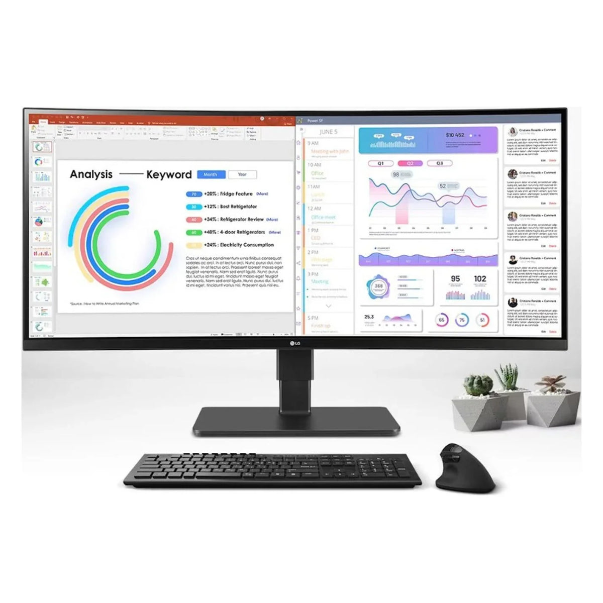 Ultrawide 34\" 3440 x 1440 LED HDR10, sRGB Curved Monitor, Textured Black, 34BQ77QB-B