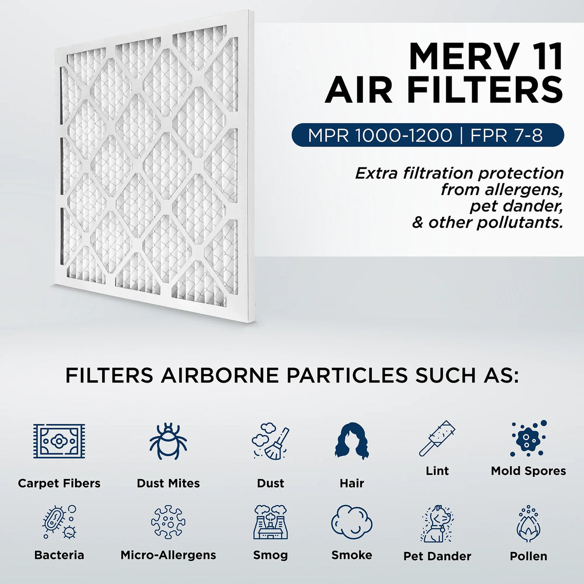Actual Size: 13-1/2 x 17-1/2 x 3/4. Quantity 6. 14x18x1 MERV 11, MPR 1000 Pleated AC Furnace 1" Air Filters by Pamlico