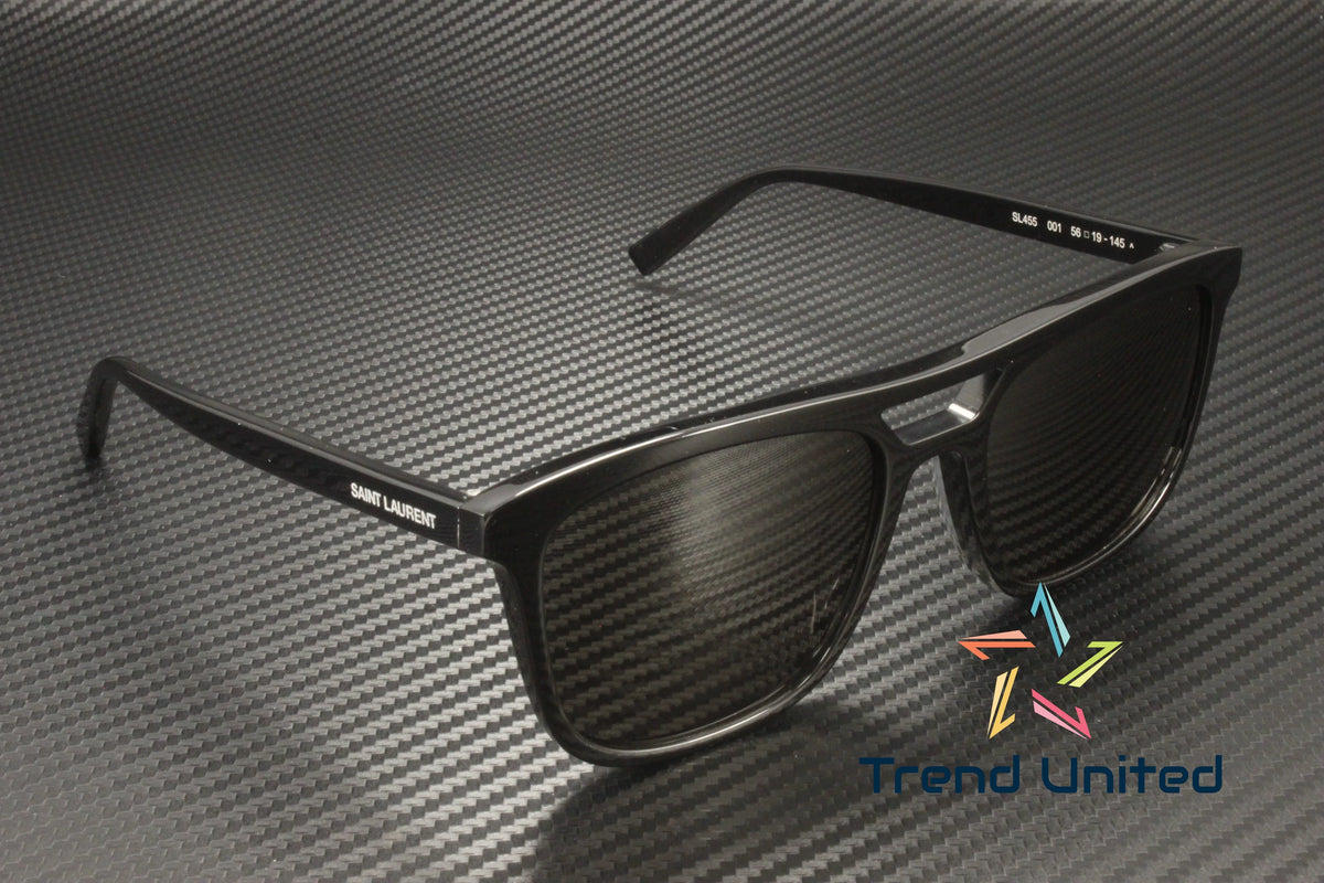 SAINT LAURENT SL 455 001 Rectangular Squared Acetate Black 56mm Men's Sunglasses