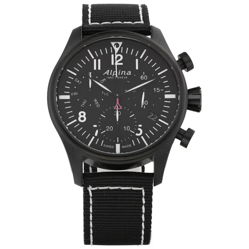 Alpina Startimer Pilot Chronograph AL-371BB4FBS6 Black PVD Quartz Men's Watch