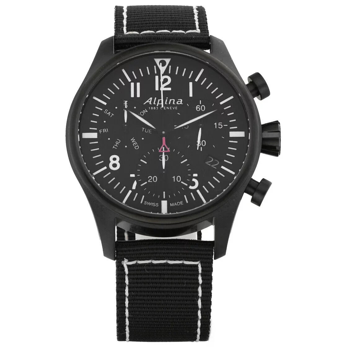 Alpina Startimer Pilot Chronograph AL-371BB4FBS6 Black PVD Quartz Men's Watch