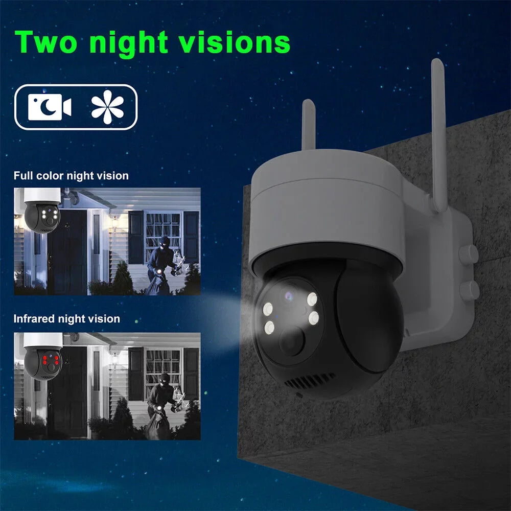 Solar Security Cameras Wireless Outdoor, 2K WiFi 360 PTZ Camera, Solar Powered Security Cameras with Spotlight & Siren, PIR Motion Detection, Color Night Vision, 2 Way Audio, 15000mAh Battery, Beisu