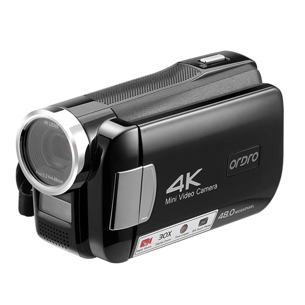 AC2 4K Digital Video Camera Camcorder DV Recorder 48MP 30X Digital Zoom IR Night Vision 3.0 Inch IPS Touchscreen with Battery Remote Control Carry Bag