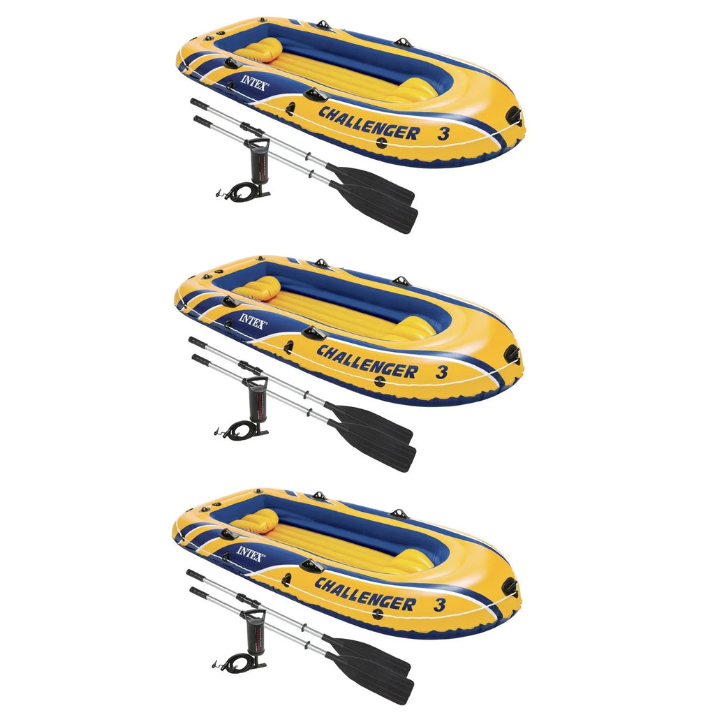 Intex Inflatable Raft ship Set With Pump And Oars, Yellow (3 Pack)