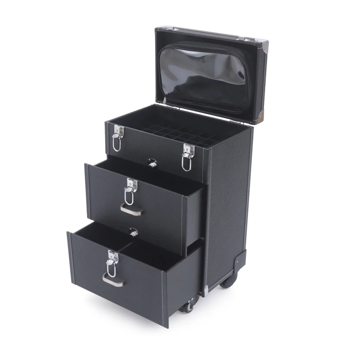 DENEST Nail Polish Storage box Travel Makeup Rolling Organizer Cosmetics Train Case with Wheels