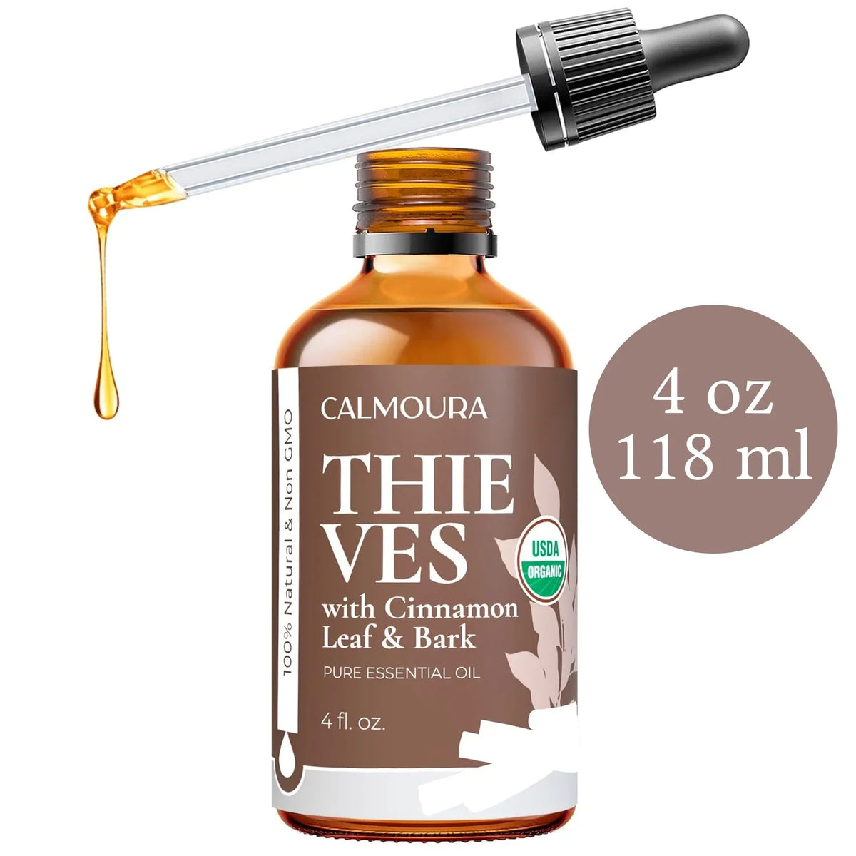 Organic Thieves Oil Essential Oil (4 oz | 118 ml) — USDA Certified Therapeutic Grade For Essential Oil Diffuser — Oil Blend of Clove, Cinnamon, Rosemary Essential Oil, Lemon and Eucalyptus