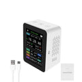 Tuya Wifi Intelligent Air premium Detector Pm2.5 Co2 Tvoc Hcho Temperature Humidity 6 In 1 Detector Time Date Week Display Mobilephone App Remotes Viewing 2 Sets Alarm Clock Home Indoor Desk