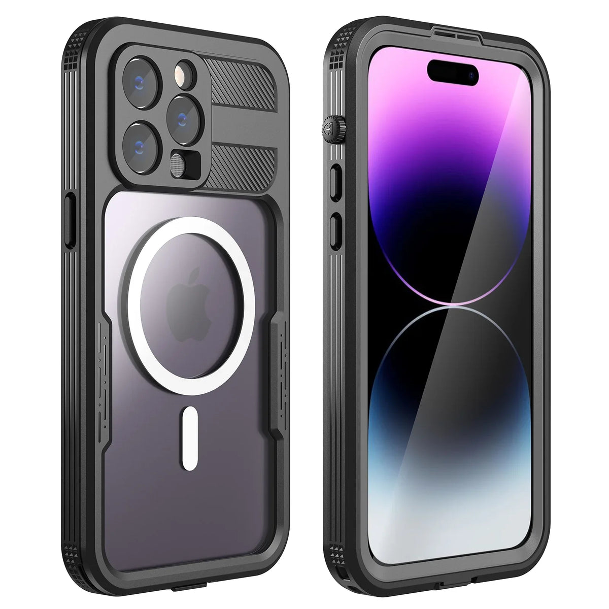 for iPhone 14 Pro 6.1" Case Waterproof, Built-in 6H Screen Protector [Real 360][IP68 Underwater][14FT Military Dropproof][Dustproof][matching with MagSafe] for iPhone 14 Pro - Black