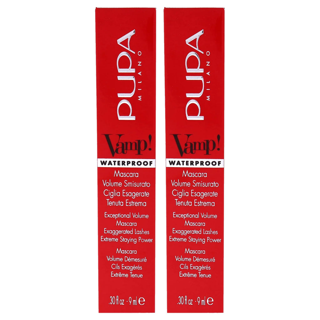 Pupa Milano Vamp! Waterproof Mascara - 001 Extra Black - Pack of 2 - 0.30 oz Mascara
