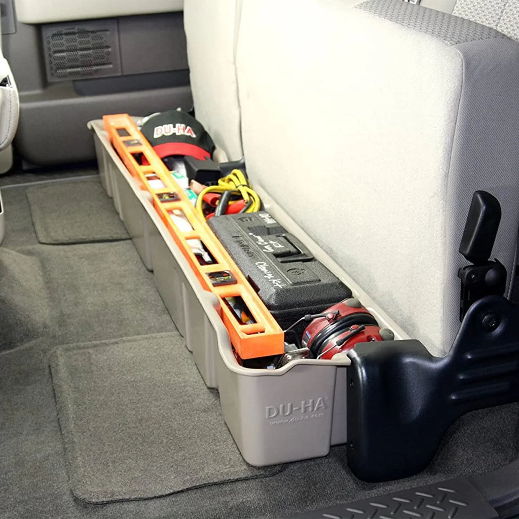 Gun Rack/Organizer; Vehicles w/o Factory Subwoofer; Gray; Fits select: 2013-2014  F150 SUPER CAB, 2011-2012  F150. DU-HA 20096 DU-HA Underseat Storage; Incl