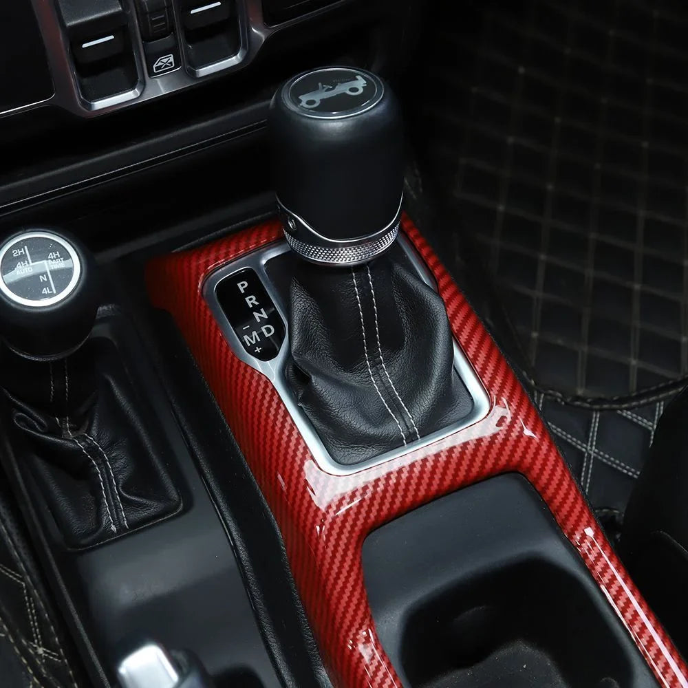 Teledu Red Carbon Gear Shift Panel Cup Holder wrap Trim For Jeep Wrangler Parts