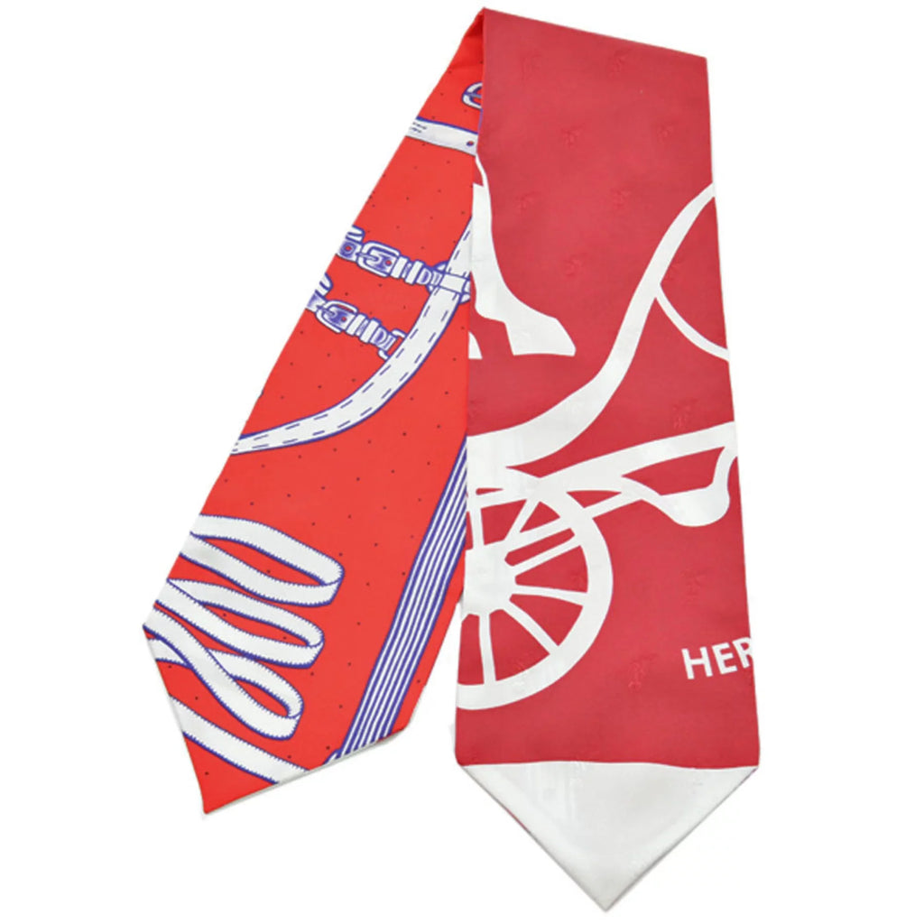 Pre-Owned Hermes HERMES Scarf Twill Up Red White Orange Multi Silk Ladies (Like New)