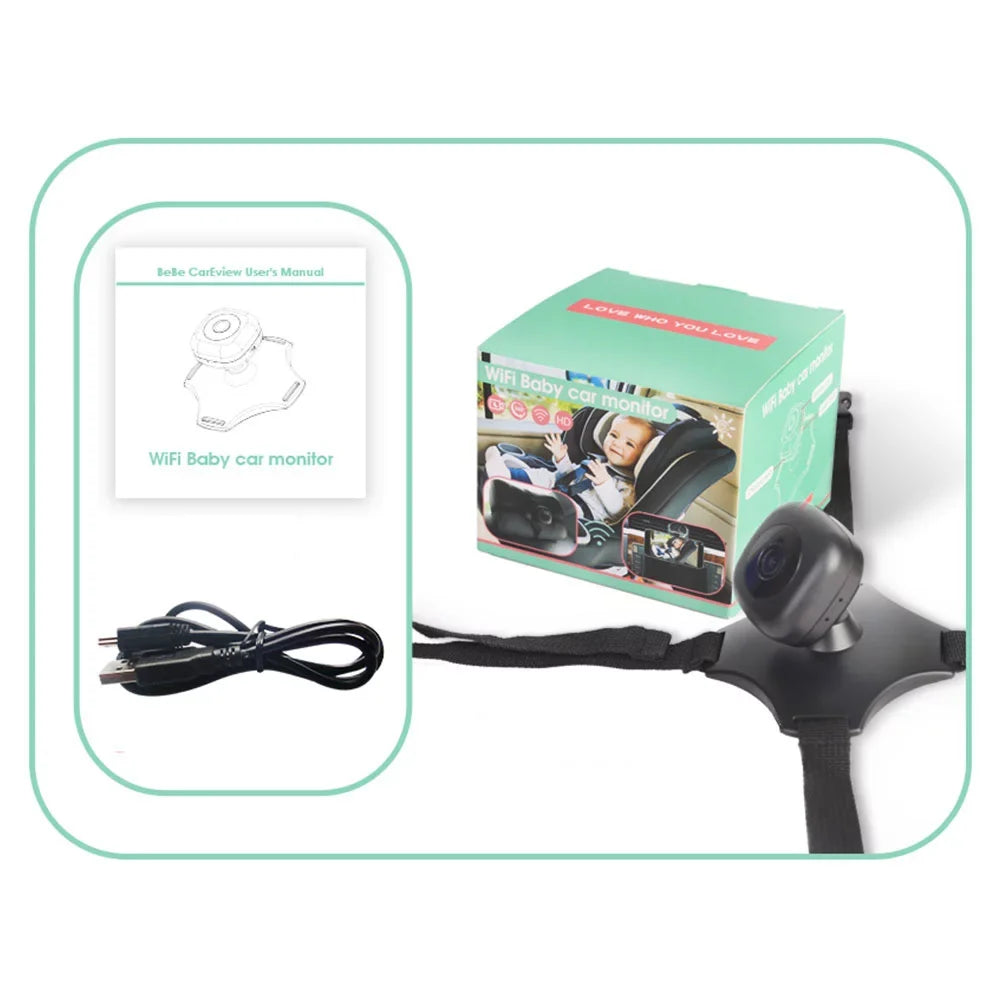 Pinnaco WiFi Baby Car Camera Monitor, 360° Rotation Night Vision, USB Powered