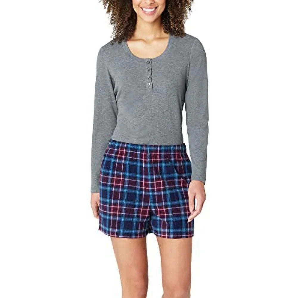 Eddie Bauer Women's 3-Piece Waffle Knit Pajama Set (Gray, Large)