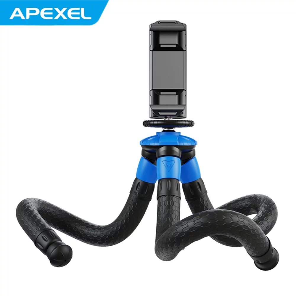 APEXEL APL-JJ07 Detachable Flexible Octopus Tripod Portable Mini Travel Mobile Phone Tripod with Foldable Phone Clip appropriate with GoPro DSLR Camera Max Load 3kg