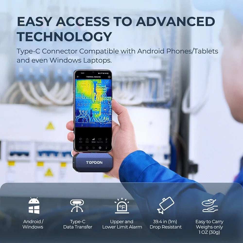 TOPDON TC001 Thermal Imaging Camera 256x192 IR High Resolution Thermal Imager for Smartphones, Tablets & PC