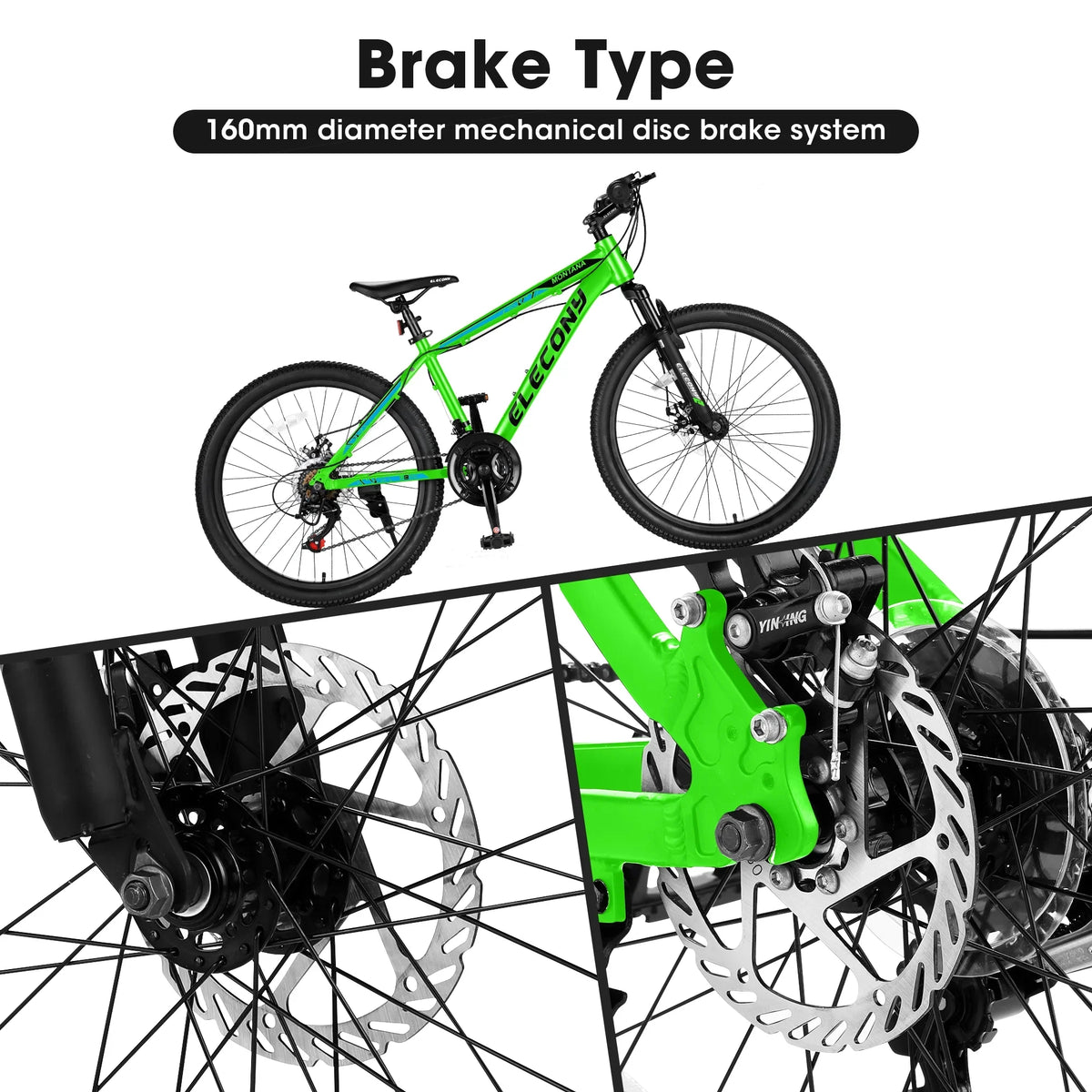 A24299 Rycheer Elecony 24 inch Mountain Bike Bicycle for Adults Aluminium Frame Bike Shimano 21-Speed with Disc Brake