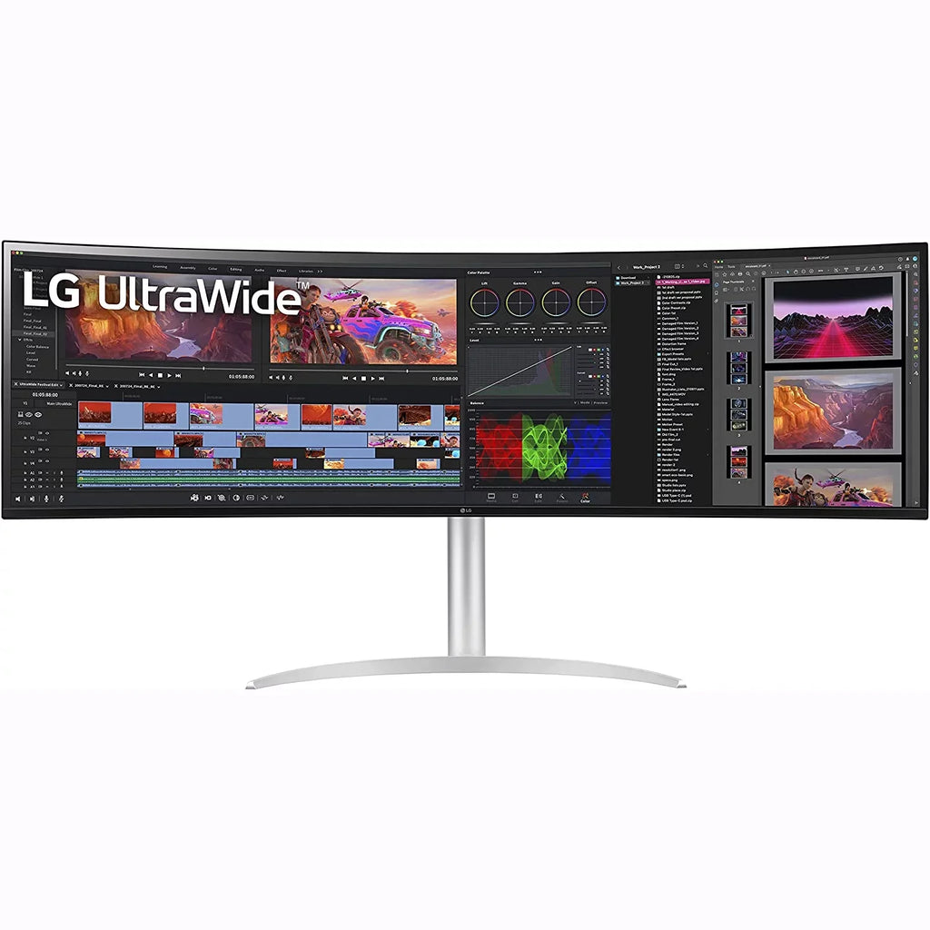 Open Box  49WQ95C-W 49" 32:9 Curved UltraWide DQHD (5120 x 1440) Nano IPS Monitor, NVIDIA G-SYNC matching & AMD FreeSync Premium Pro, HDMI 2.1 and USB Type-C, Tilt/Height/Swivel Adjustable