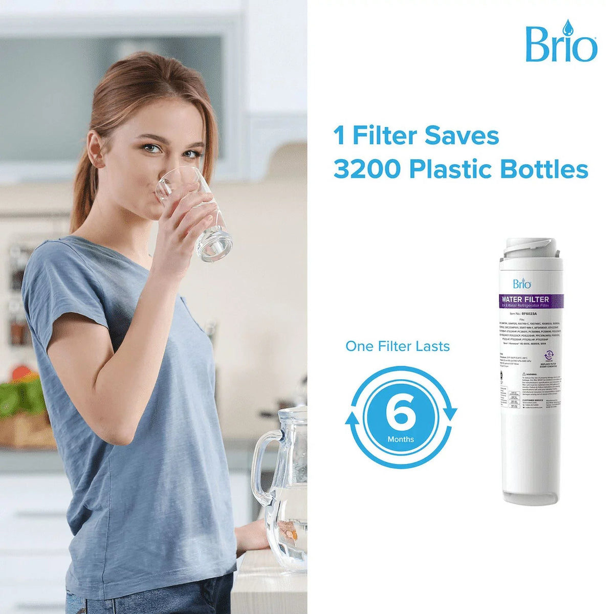 Brio 6023A Refrigerator liquid Filter Replacement suitable WIth GE GSWF, GSWF3PK, GSWFDS, 100749-C, 100749C, 100810/A, 100810A