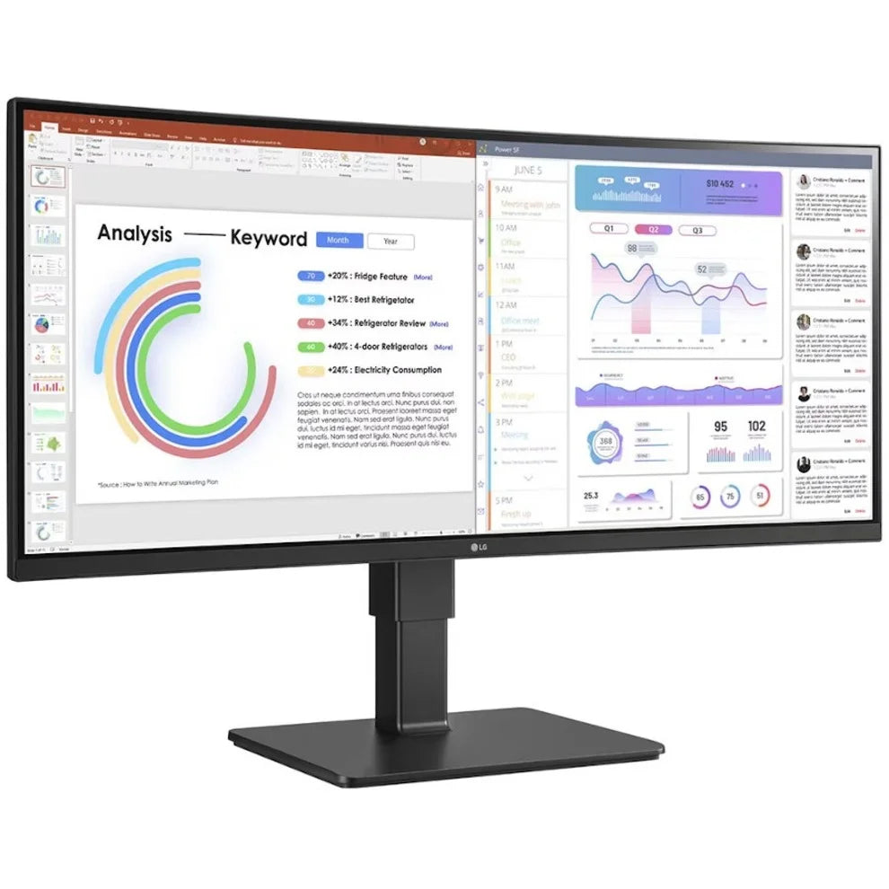 Ultrawide 34\" 3440 x 1440 LED HDR10, sRGB Curved Monitor, Textured Black, 34BQ77QB-B