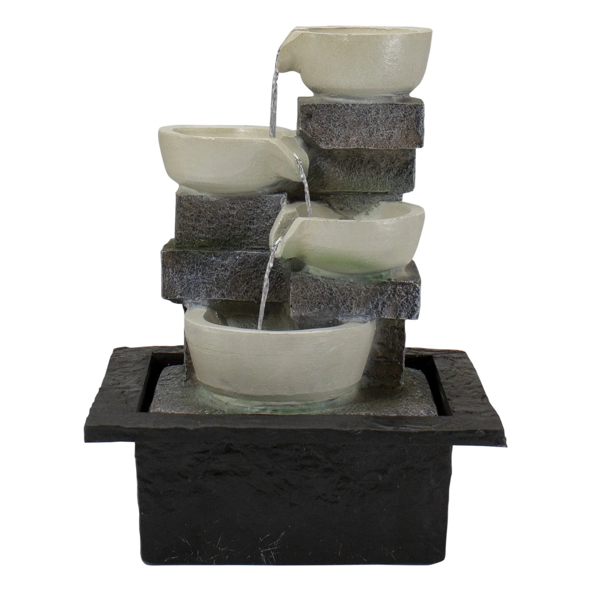 Northlight 11" LED Lighted Cascading 4-Tier Bowl Indoor Tabletop aqua Fountain