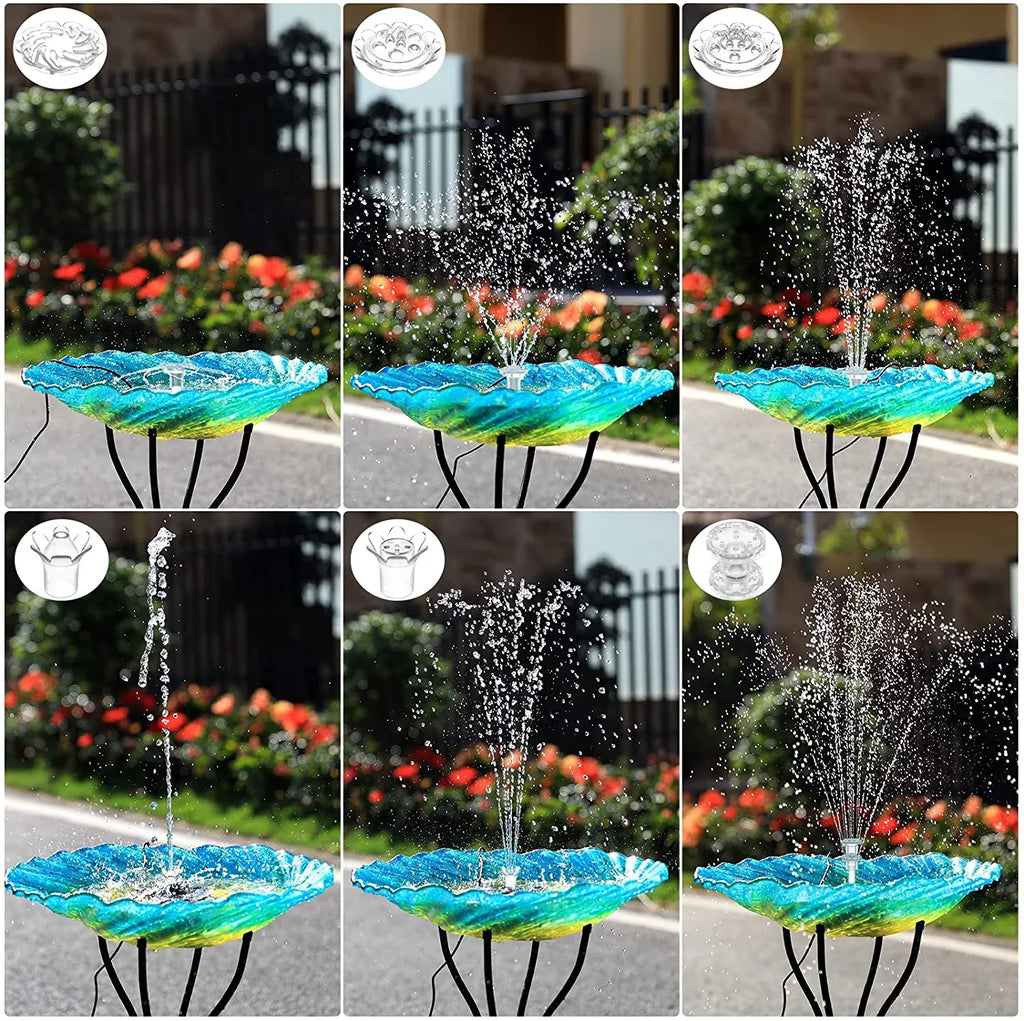 3.5W Solar Fountain Pump for moisture Feature Outdoor DIY Solar Bird Bath Fountain with Multiple Nozzles, Solar Powered aqua Fountain for Garden, Ponds, Fish Tank and Aquarium