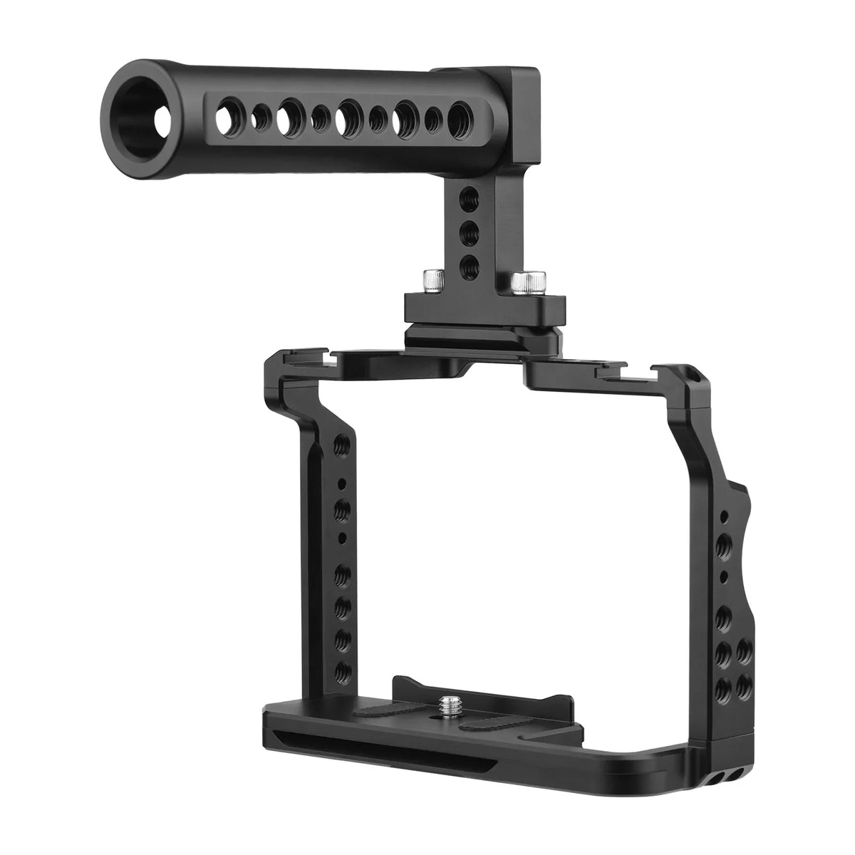 Andoer Camera Video Cage + Handle Kit Aluminum Alloy with Dual Cold Shoe Mounts Numerous 1/4 Inch Threads Replacement for  A7IV/ A7III/ A7II/ A7R III/ A7R II/ A7S II