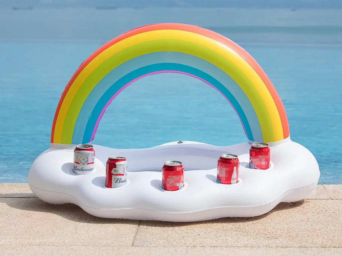Creative Pool Float Party Accessori liquid Inflatable Rainbow Cloud Drink Holder Pool Floats Toy