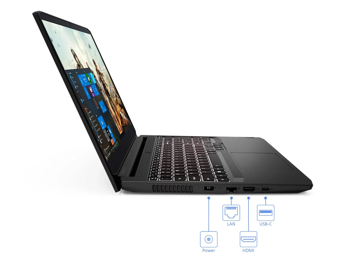 IdeaPad 3 Gaming Laptop, 15.6" 120Hz FHD Display, AMD Ryzen 5 5600H Upto 4.2GHz, 32GB RAM, 2TB NVMe SSD, NVIDIA GeForce RTX 3050, HDMI, Wi-Fi, Bluetooth, Windows 10 Pro