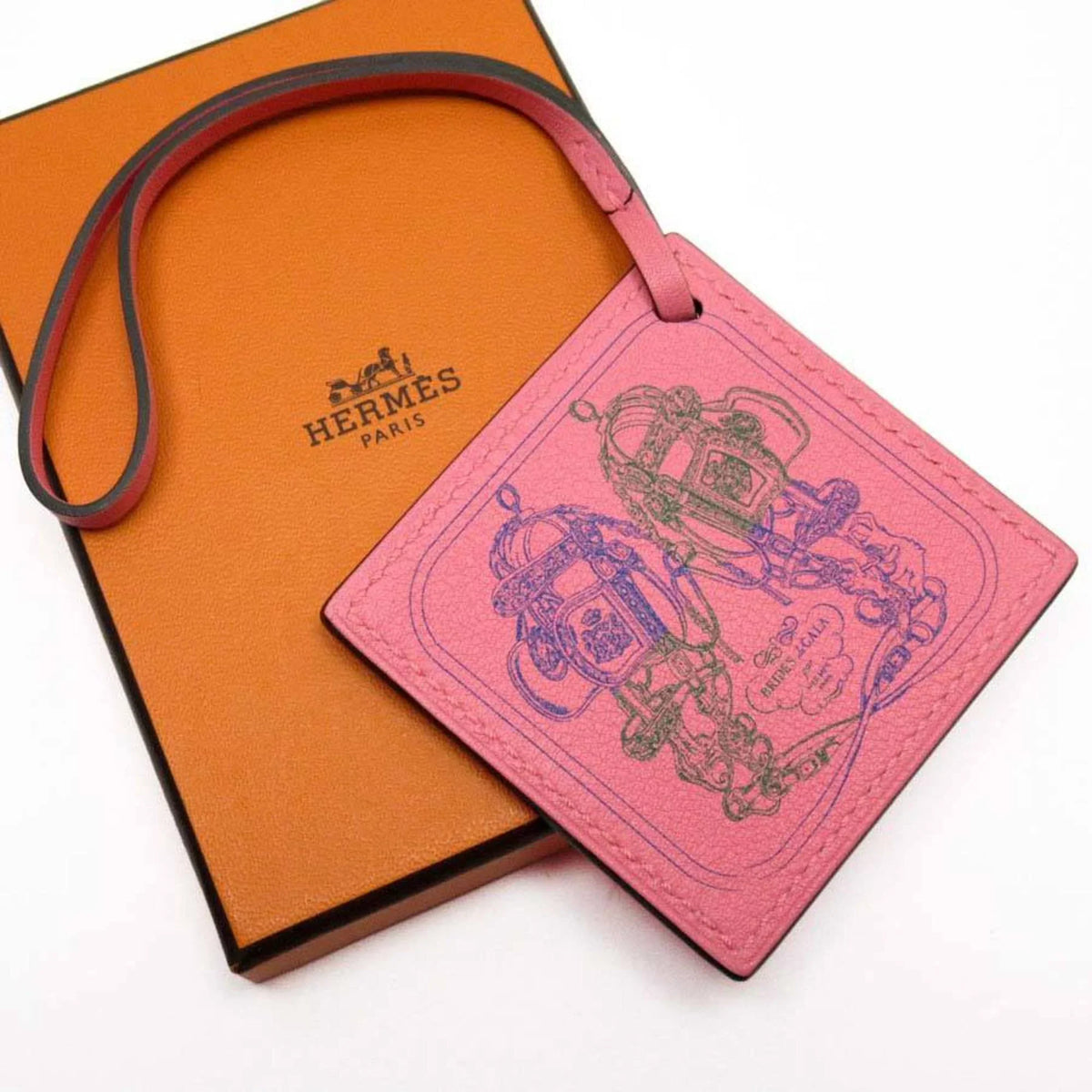 Pre-Owned Hermes HERMES Charm Carenano Roseete Vaud Swift (Like New)