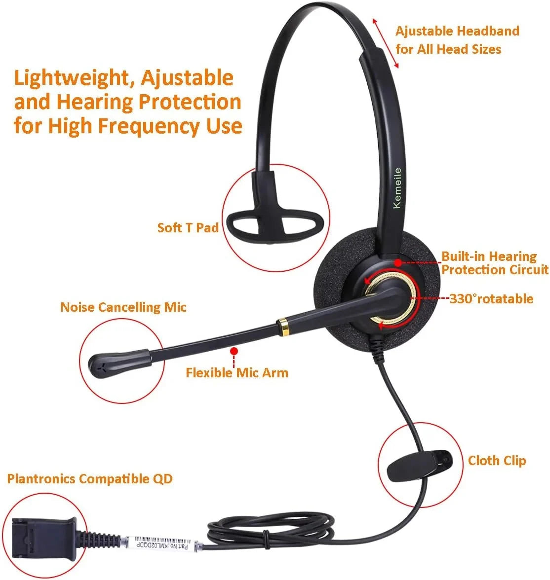 N/X KEMEILE Telephone with Noise Cancelling , Corded RJ9 Phone suitable with Cisco CP-7821 7841