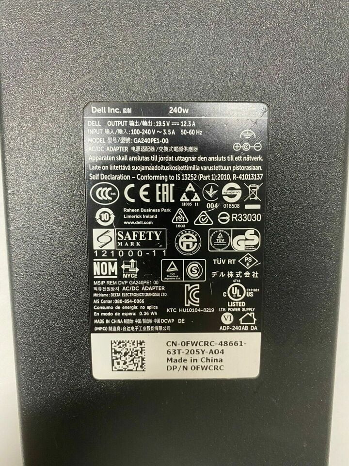 Lot of 10 Genuine  240W 19.5V 12.3A Laptop Power Charger GA240PE1-00 FWCRC