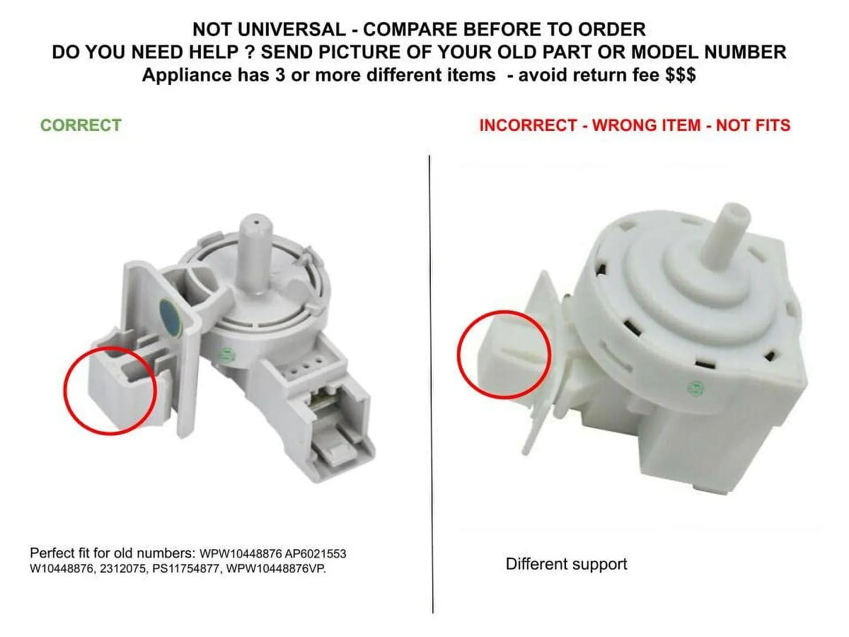 Replacement for and appropriate with Kenmore Maytag Whirlpool Heavy DUTY. GLOB PRO SOLUTIONS W10448876 2312075 WPW10448876VP CKD2526 Washer liquid Level Switch 1" � Length Approx