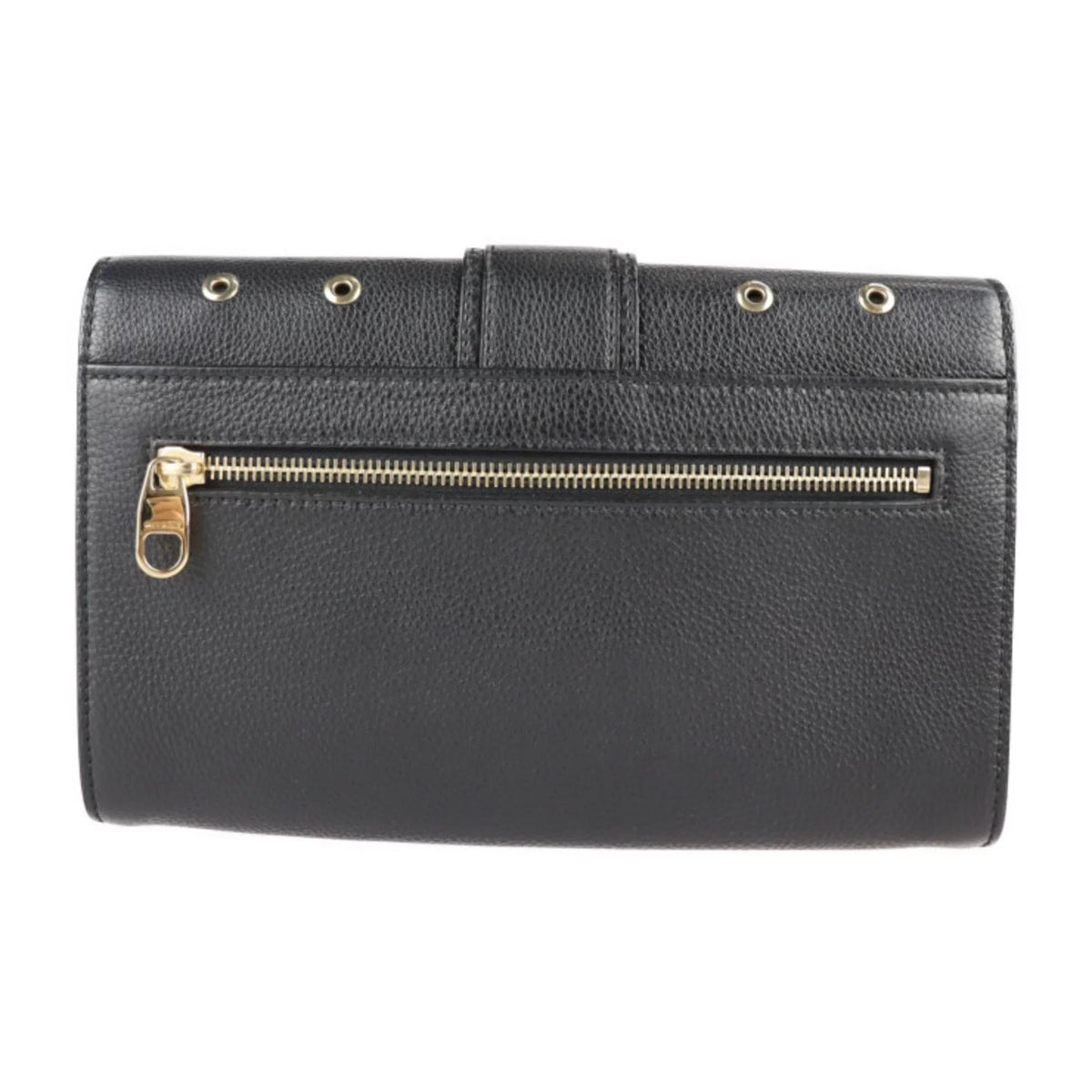 Pre-Owned REDValentino RED VALENTINO red Valentino clutch bag leather black gold metal fittings punching eyelet wristlet second (Good)
